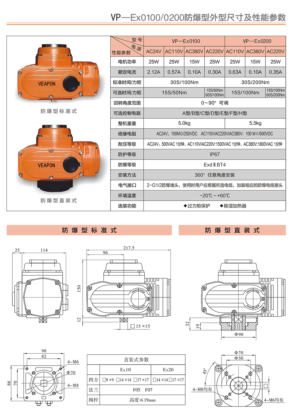 VEAPON電動防爆執行器參數