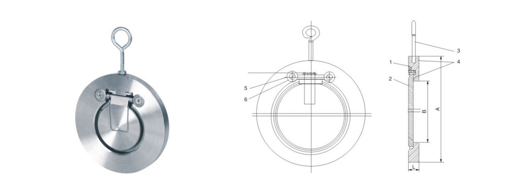 對夾式單瓣止回閥結構圖